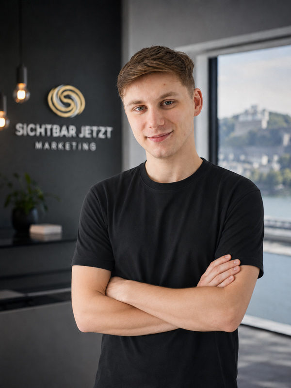 Robin Krüger von Sichtbar Jetzt Marketing im Büro in Koblenz