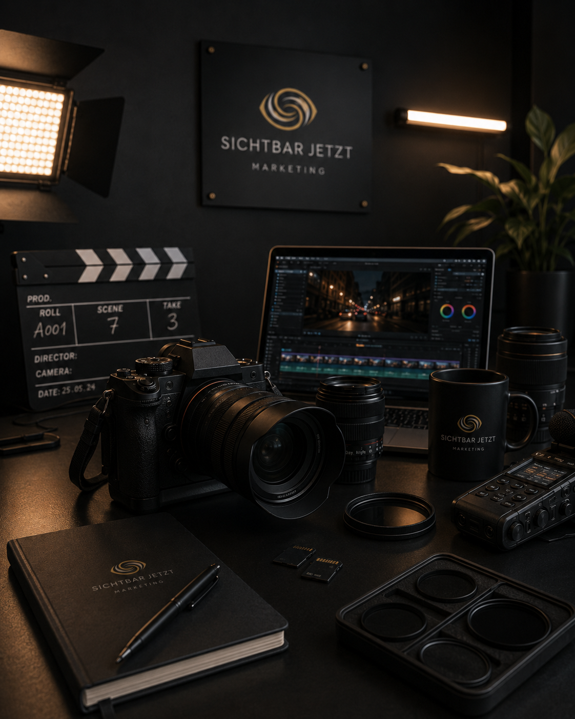 Foto- und Filmproduktion mit Kamera, Videoschnitt, Lichttechnik und Aufnahmezubehör