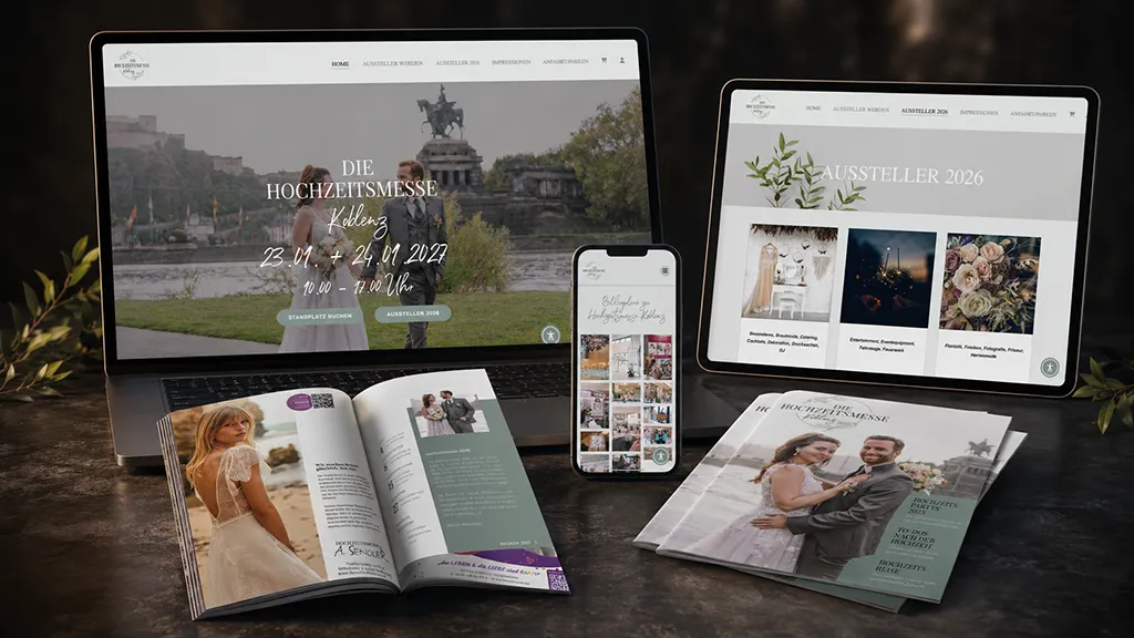 Webdesign und Printdesign für die Hochzeitsmesse Koblenz
